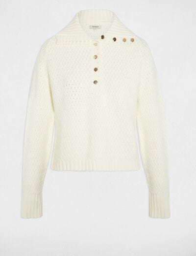 Pull col à revers blanc femme