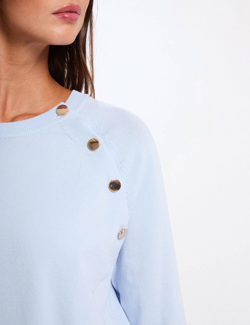 Nauwsluitende dunne trui hemelsblauw vrouw