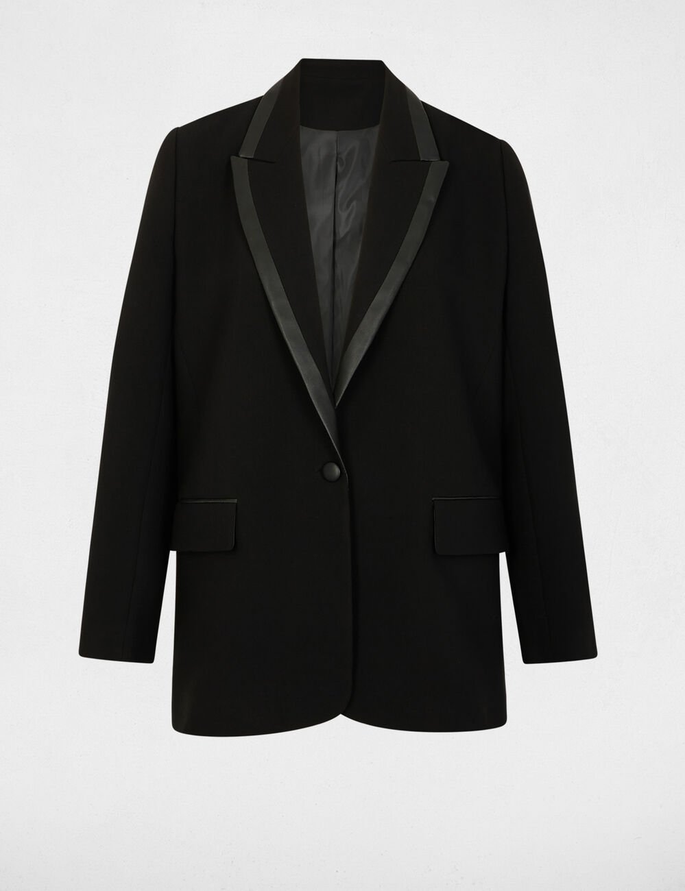 Blazer col tailleur noir femme
