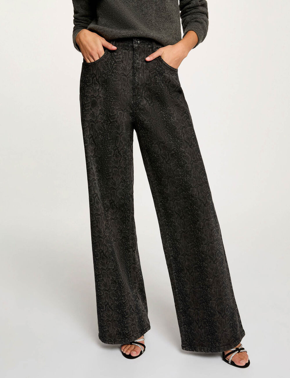 hoge taille wijde jeans meerkleurig vrouw Hoge taille wijde jeans meerkleurig vrouw