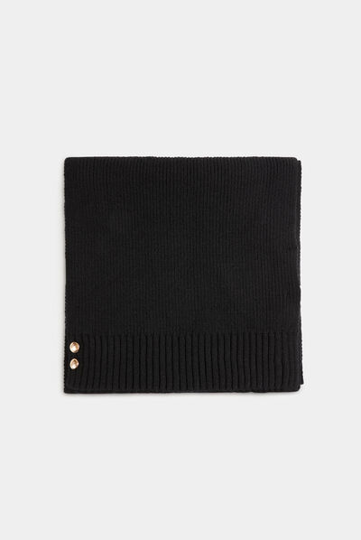 Écharpe tricotée avec boutons noir femme