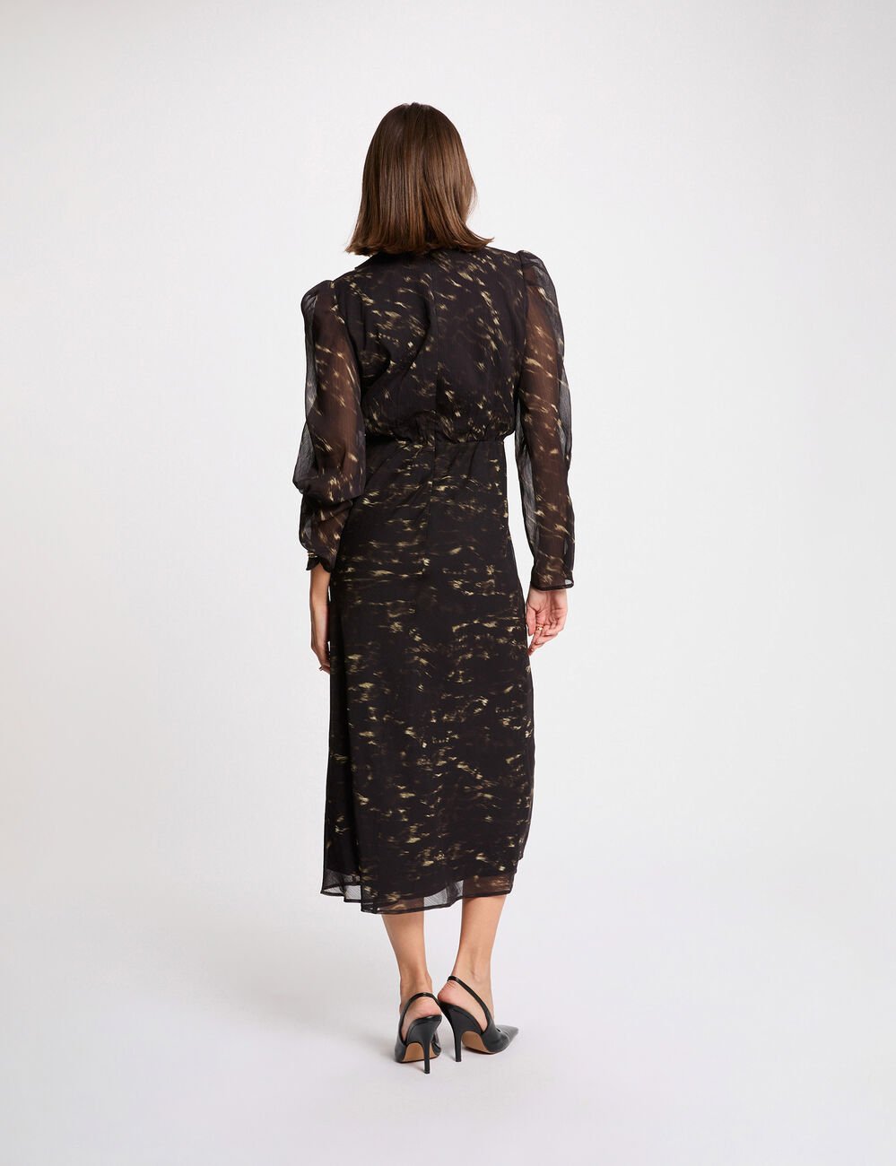 Robe longue manches bouffantes multicolore femme