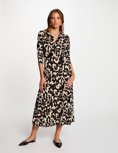 Robe longue droite imprimée multicolore femme