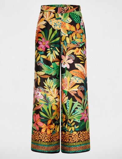 Satijnen wijde broek zwart vrouw