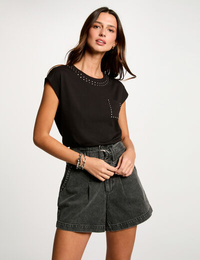 T-shirt manches courtes noir femme