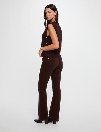 Pull sans manches col v marron fonc&eacute; femme