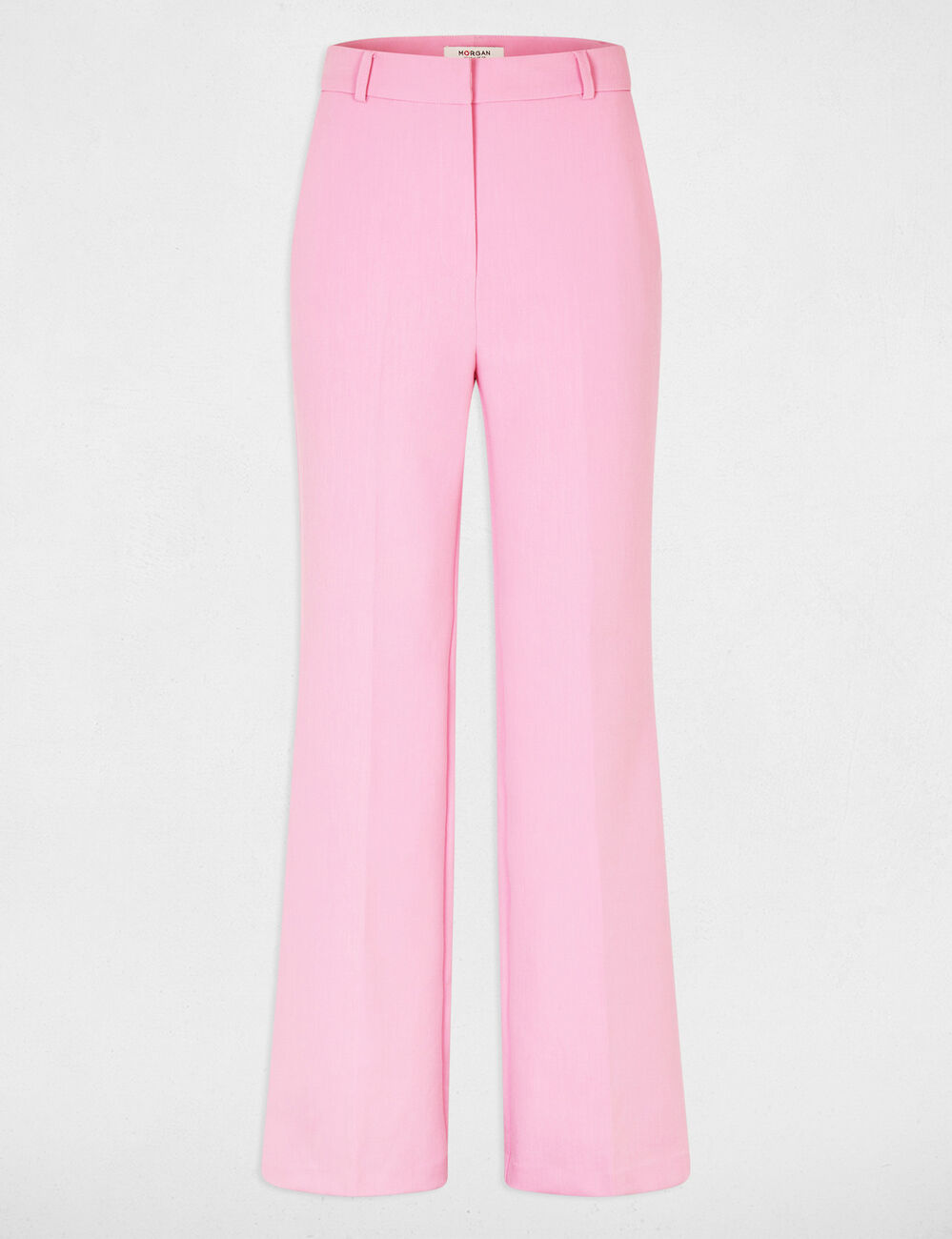 Hoog getailleerde flare broek lichtroze vrouw