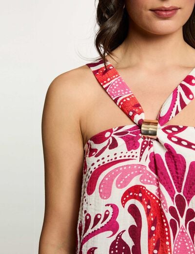 Top col montant multicolore femme