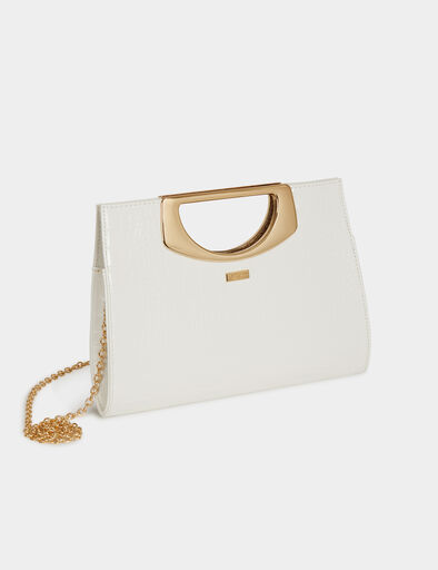 clutch met krokodillenlook helder wit vrouw Clutch met krokodillenlook helder wit vrouw