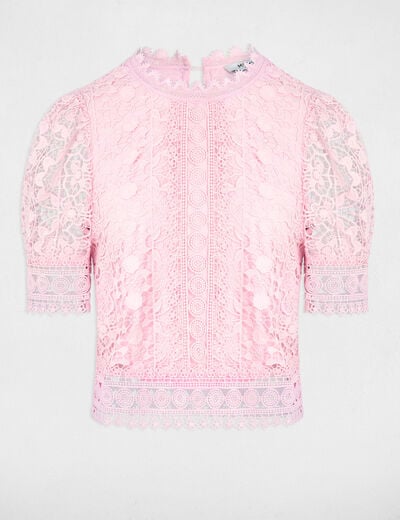 Blouse met korte kanten mouwen roze vrouw