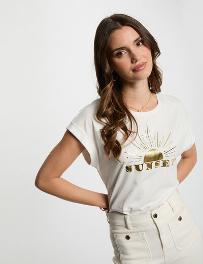 T-shirt à inscription blanc femme