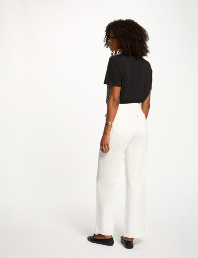 Cropped T-shirt met print helder wit vrouw
