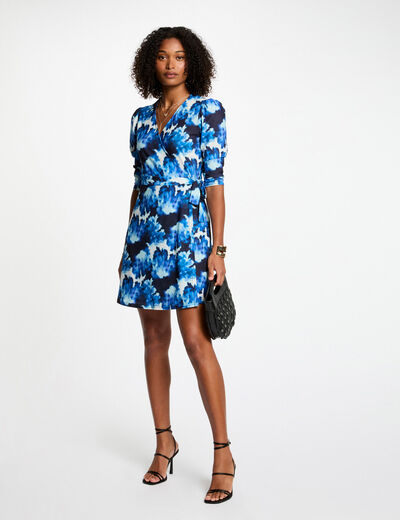 Robe courte ajustée imprimée multicolore femme