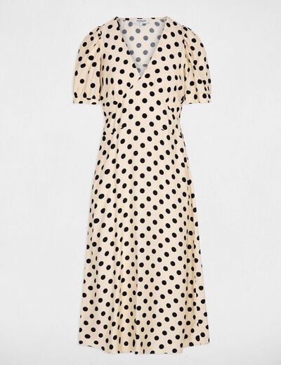 Robe mi-longue manches bouffantes multicolore femme