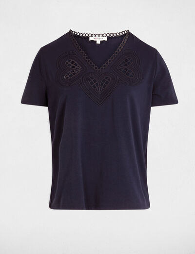 T-shirt met korte mouwen marineblauw vrouw