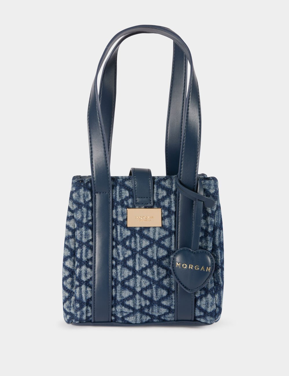 Gewatteerde shopper stone washed denim vrouw