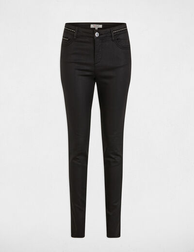 Gecoate slim-fit broek zwart vrouw