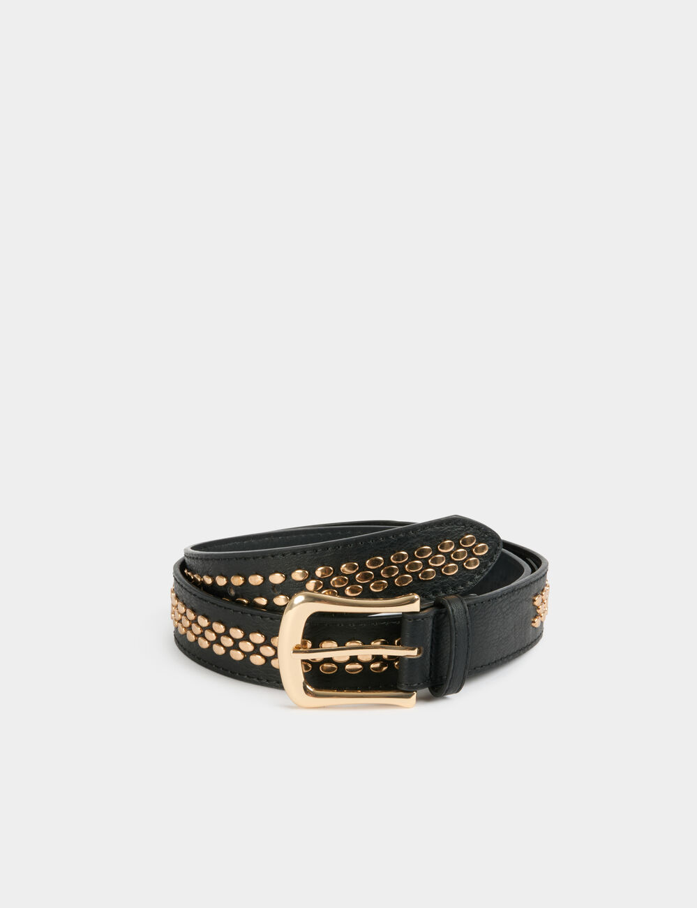Ceinture fine clout&eacute;e noir femme