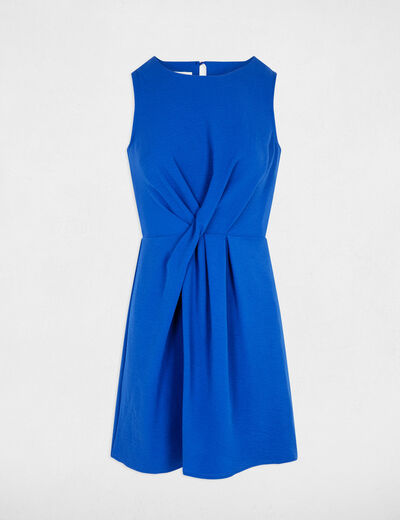 Robe courte ajustée drapée bleu electrique femme