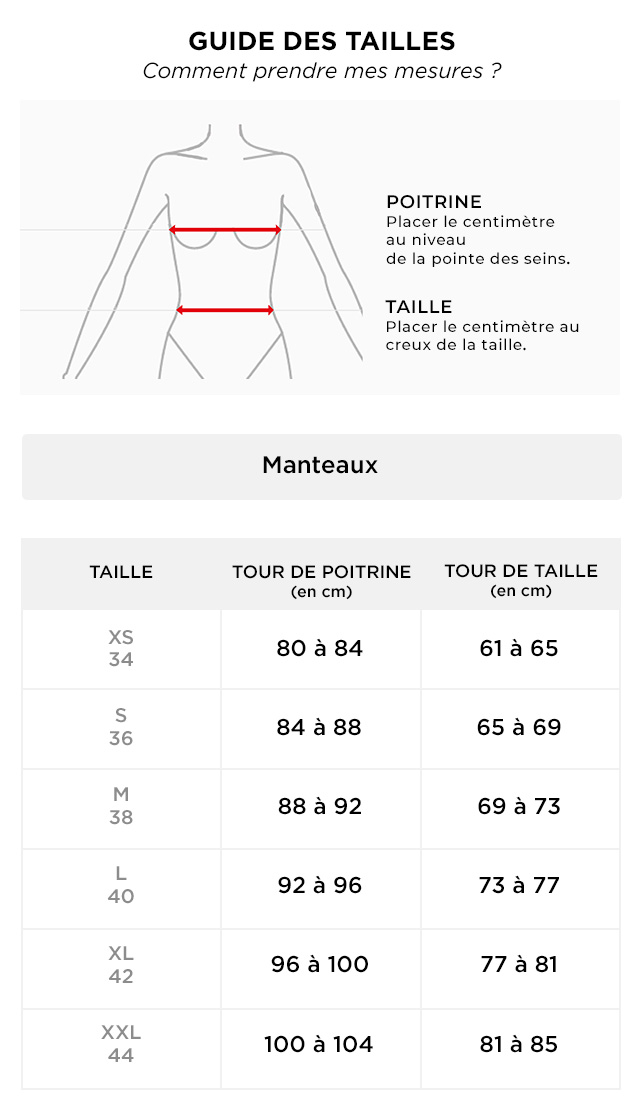 guide des tailles manteau