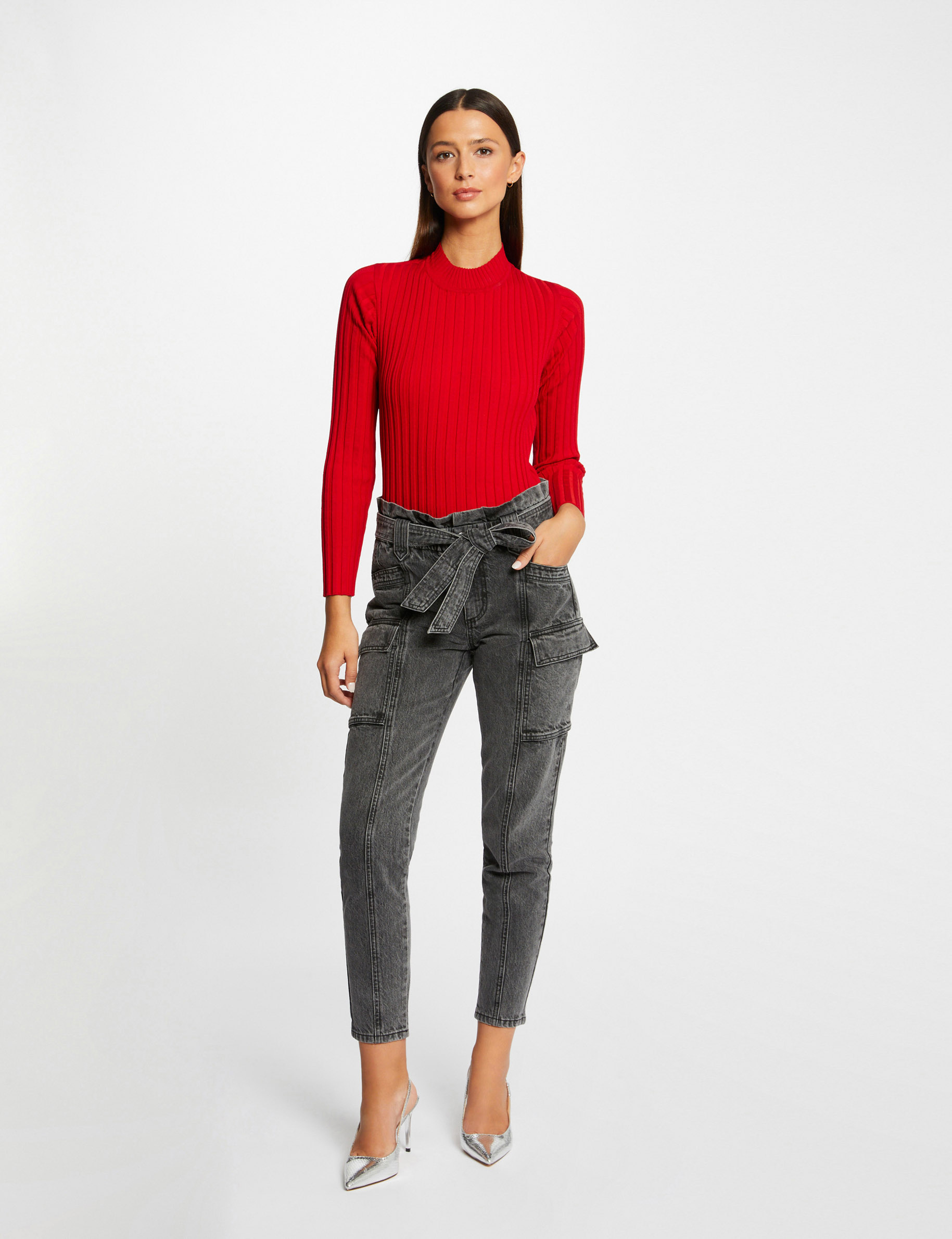 smalle 78 cargojeans mediumgrijs vrouw Smalle 7/8-cargojeans mediumgrijs vrouw