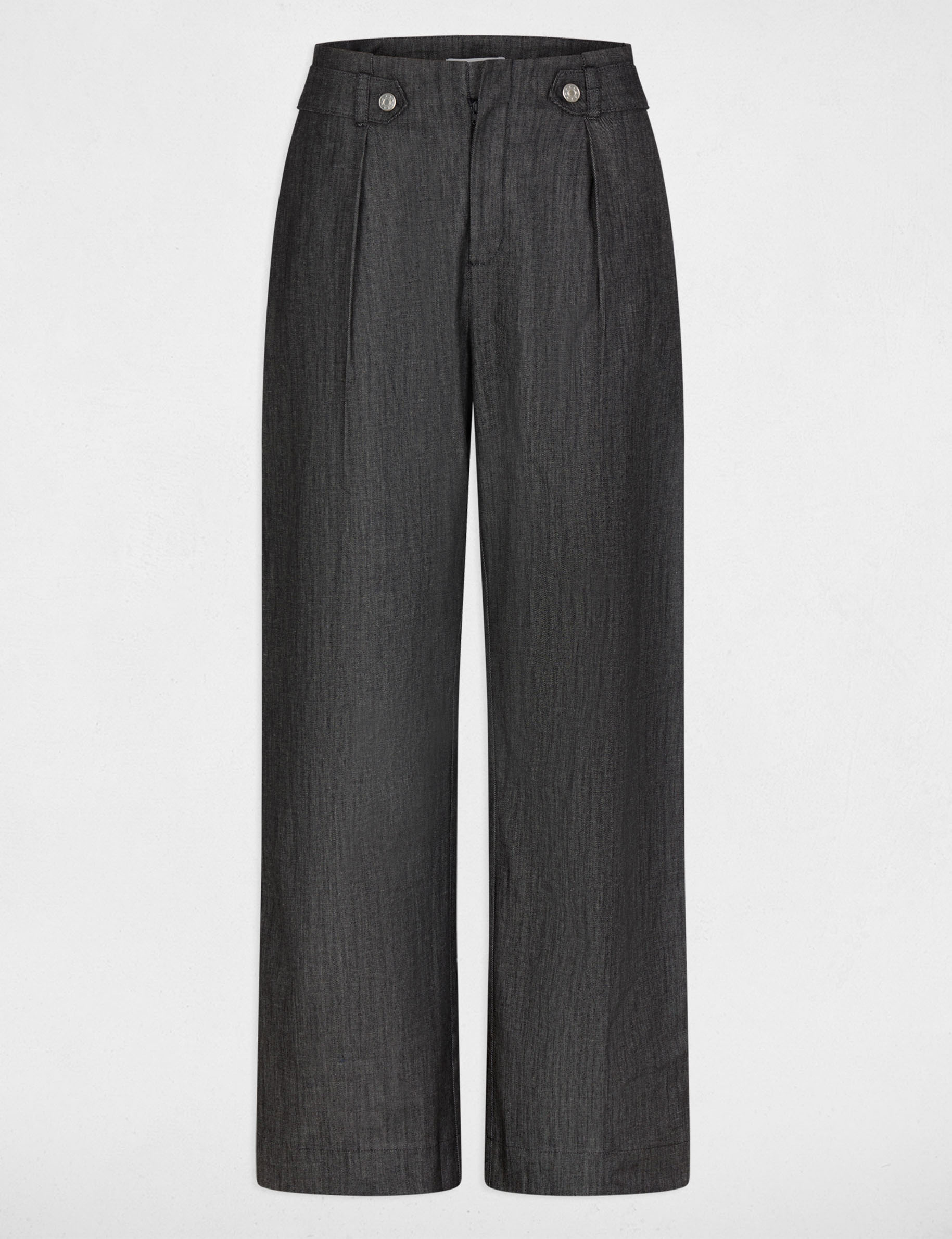 Jean droit taille haute noir femme