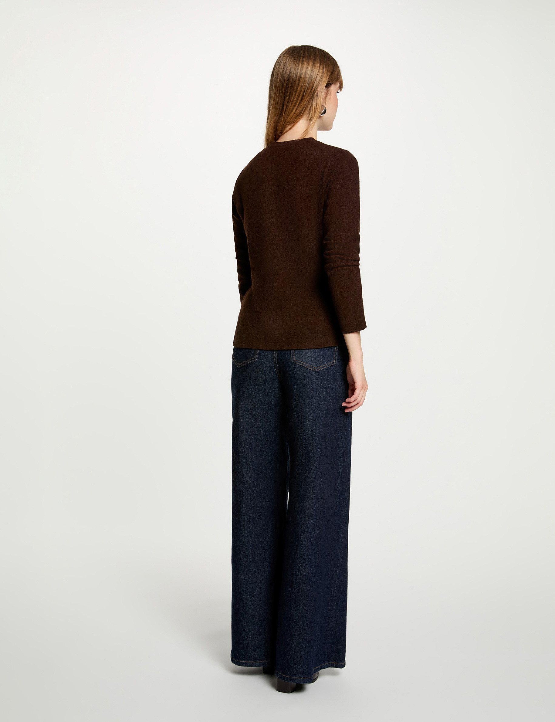 Vest met ronde hals donker bruin vrouw
