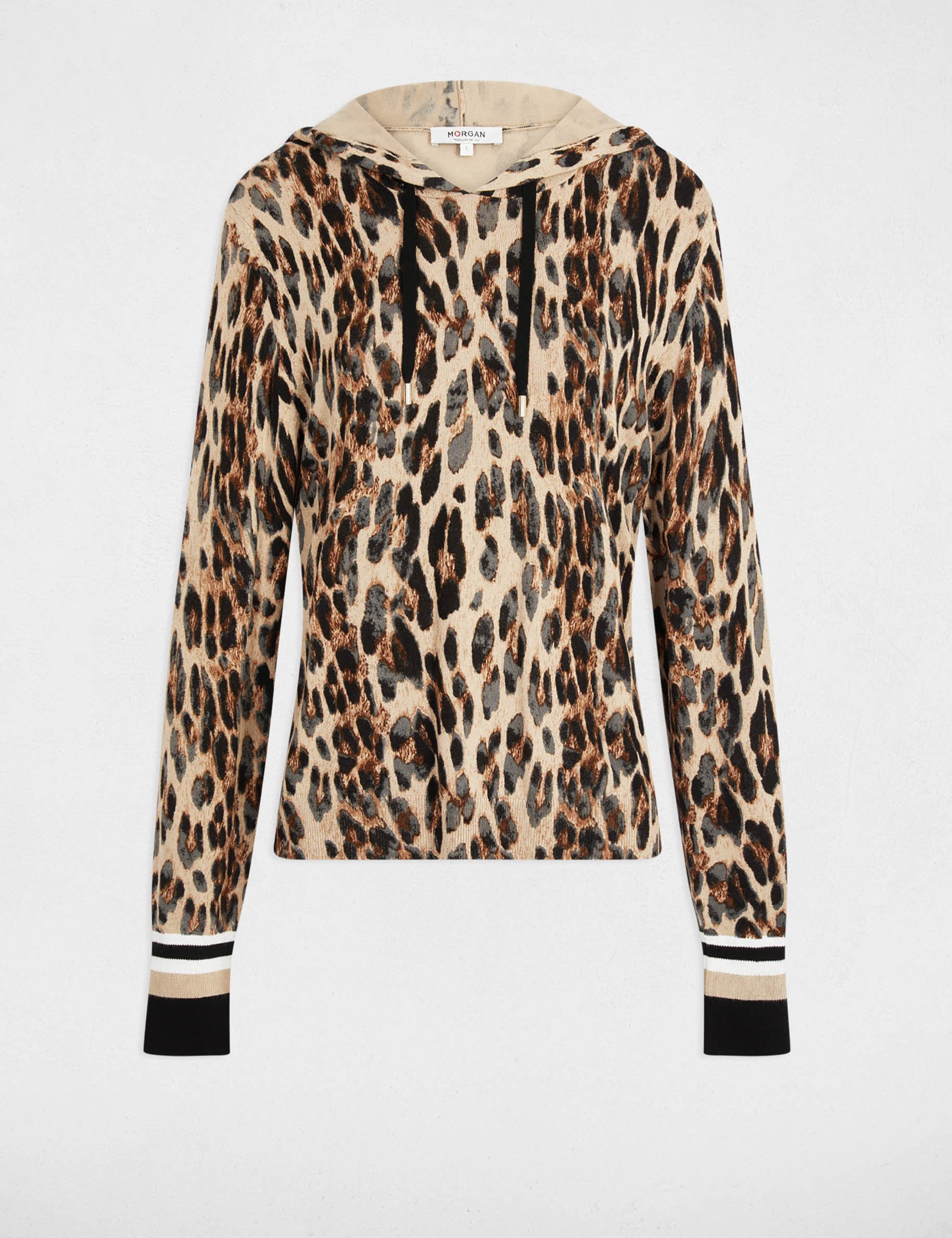 Pull droit à capuche multicolore femme