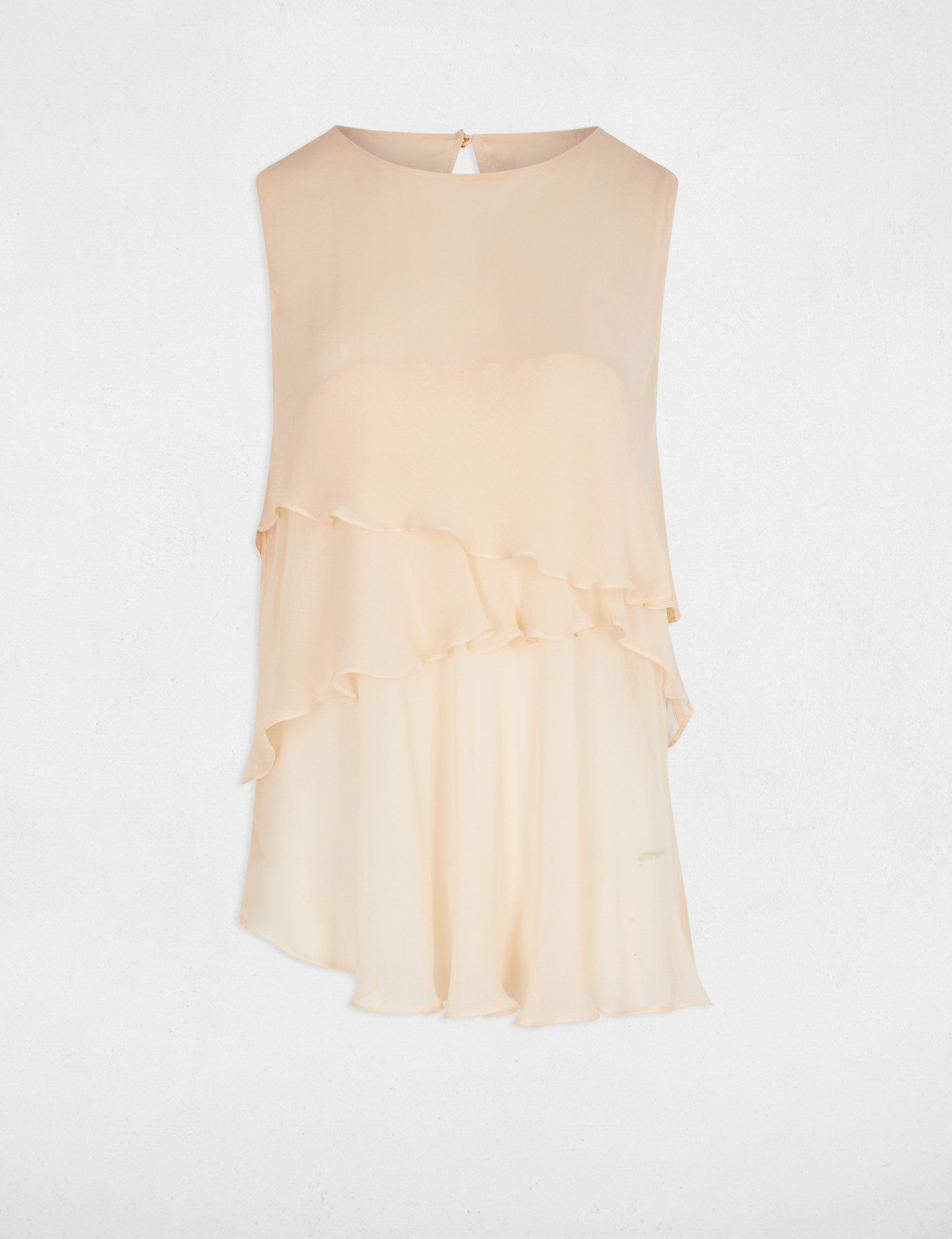 Mouwloze voile blouse poeder roze vrouw