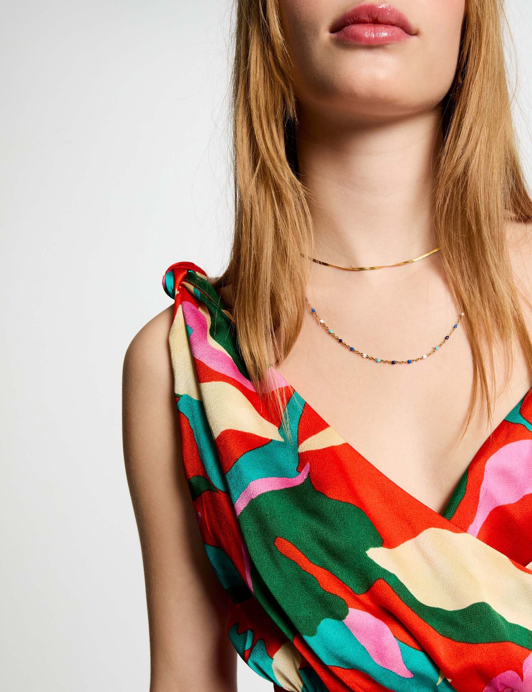Robe longue droite imprimée multicolore femme