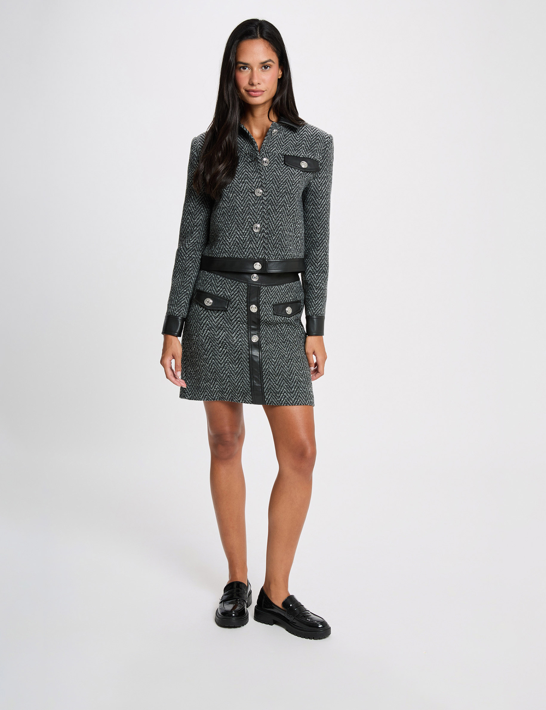 Jupe tweed noir femme