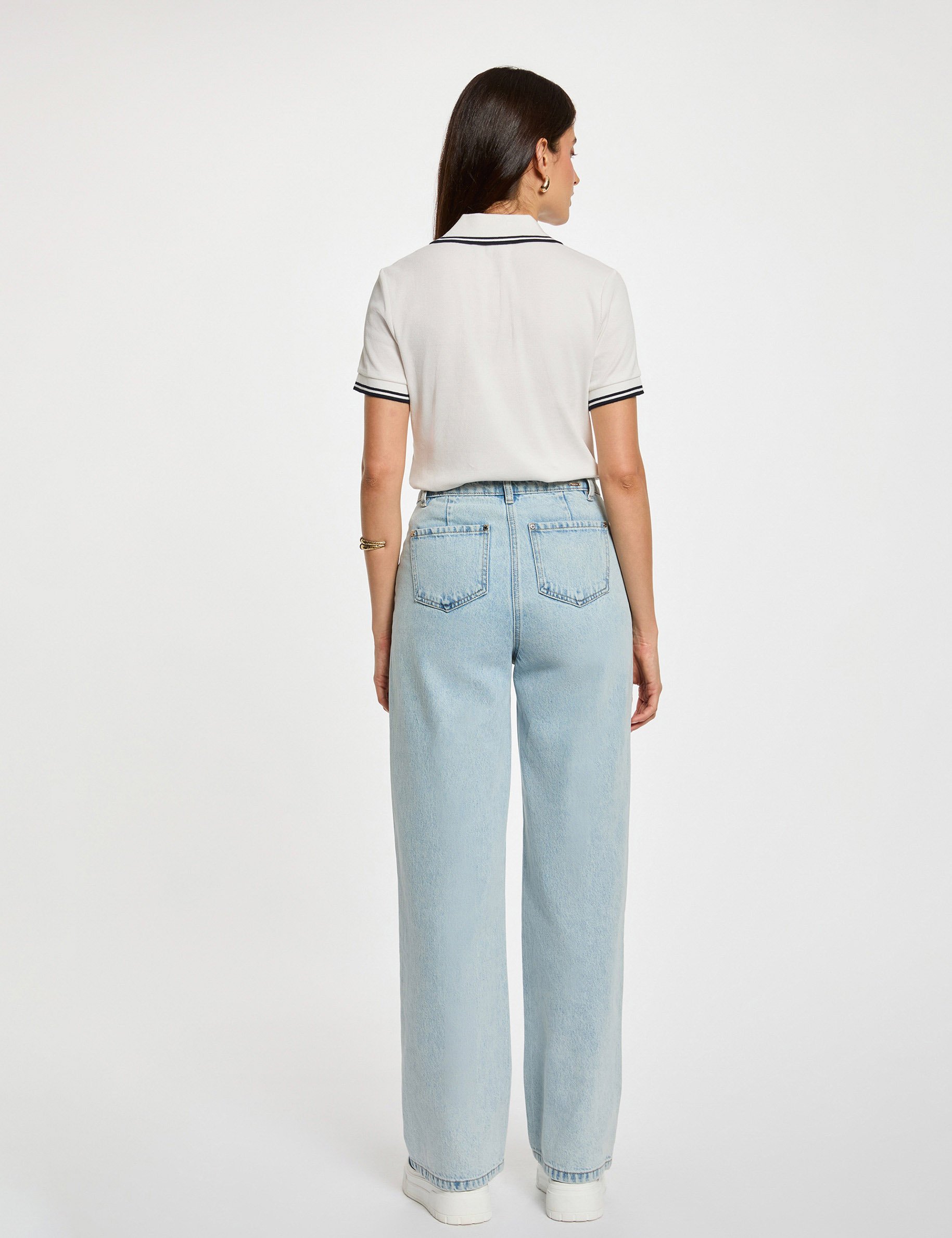 Getailleerd poloshirt helder wit vrouw