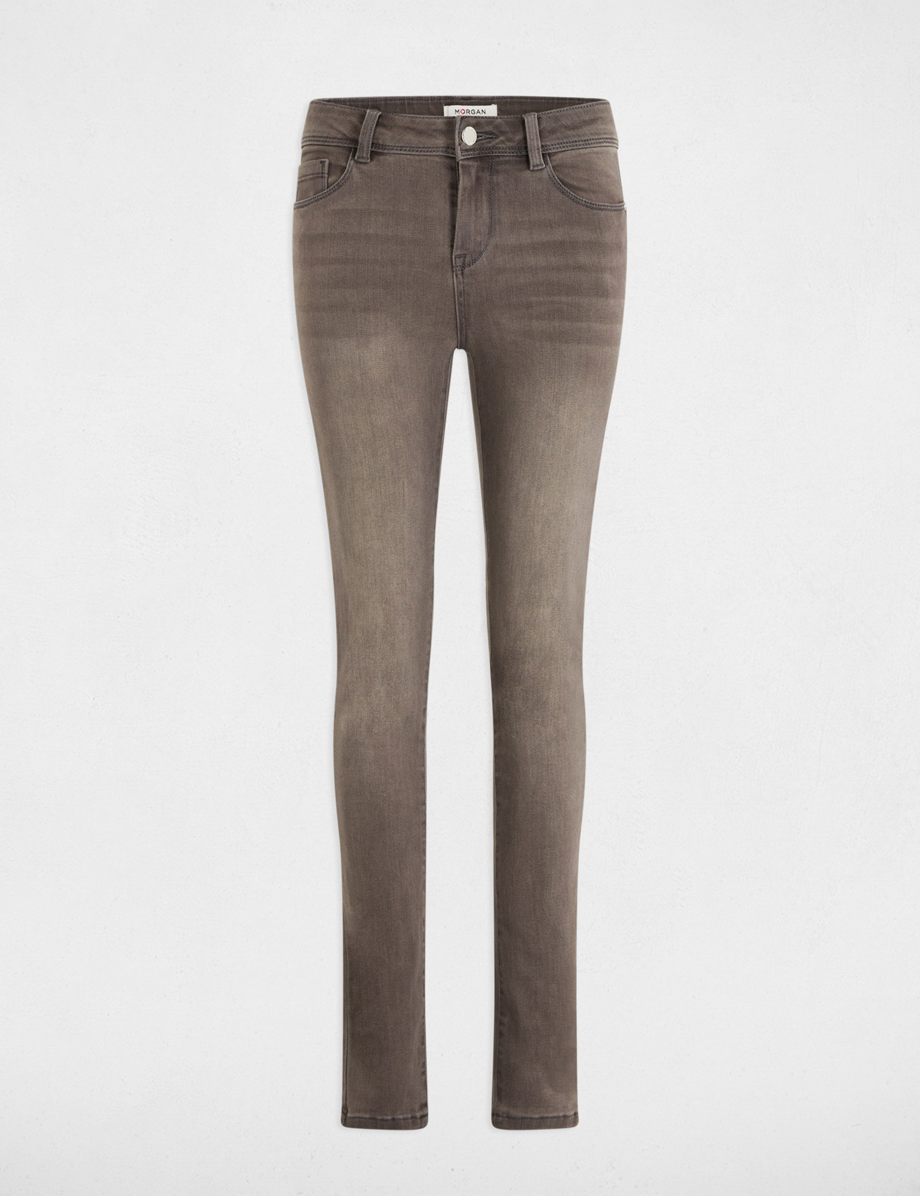 Jeans slim taille standard &agrave; poches gris moyen femme