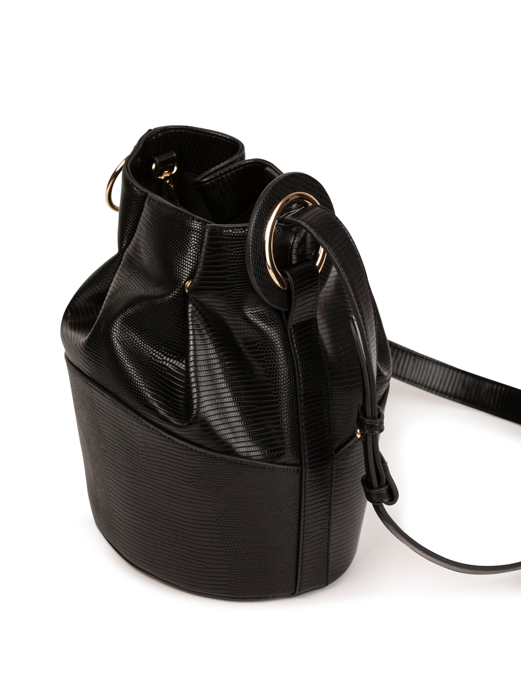Sac seau aspect python noir femme
