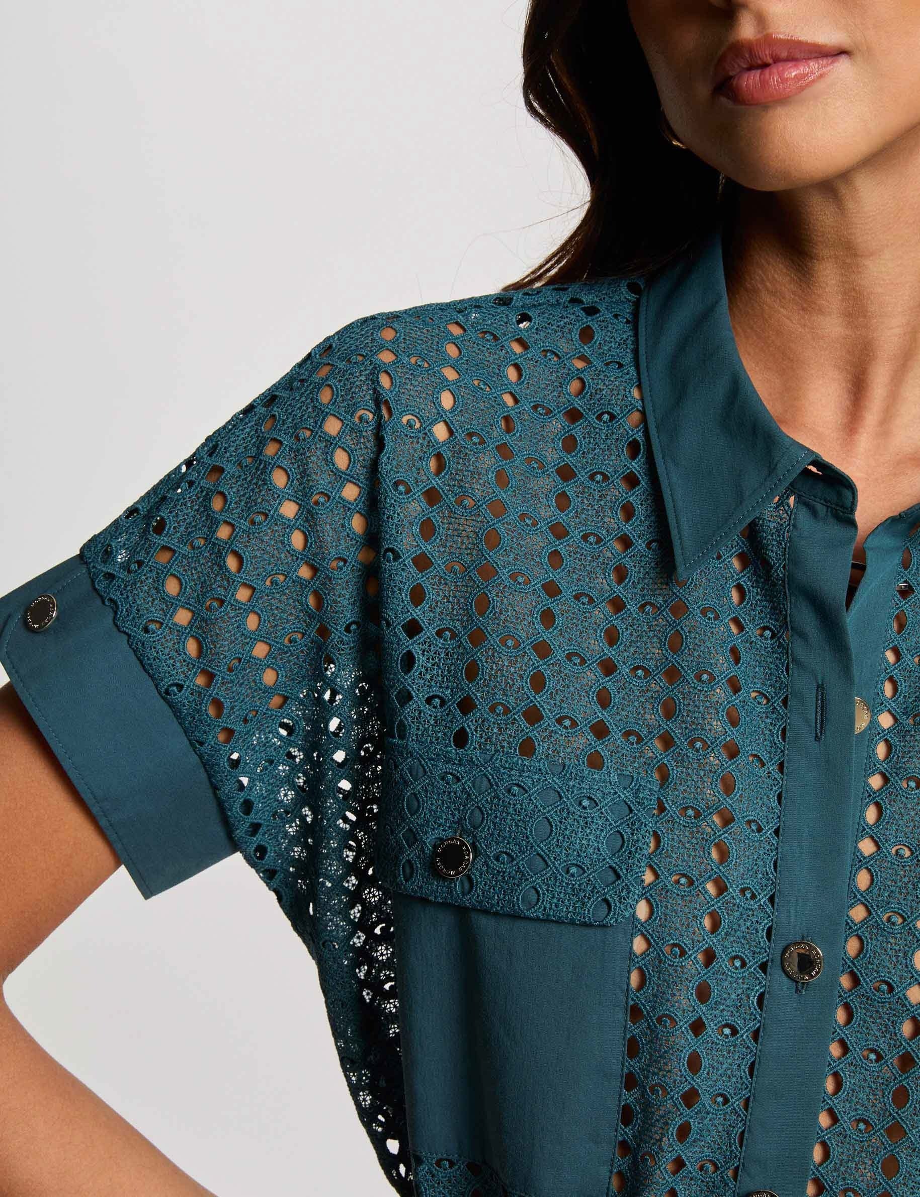 chemise manches courtes bleu petrole femme Chemise manches courtes bleu pétrole femme