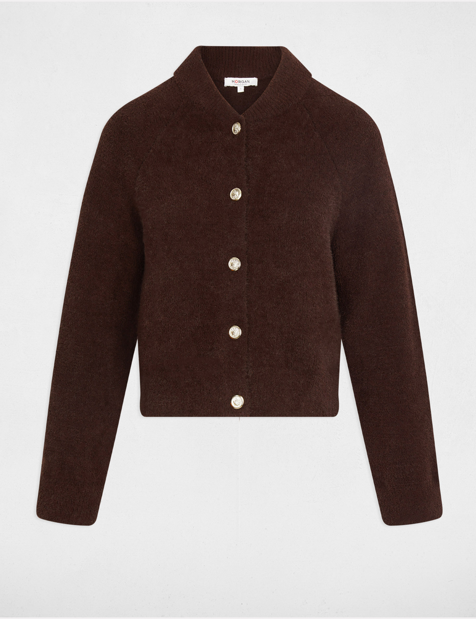 Gilet manches longues marron foncé femme