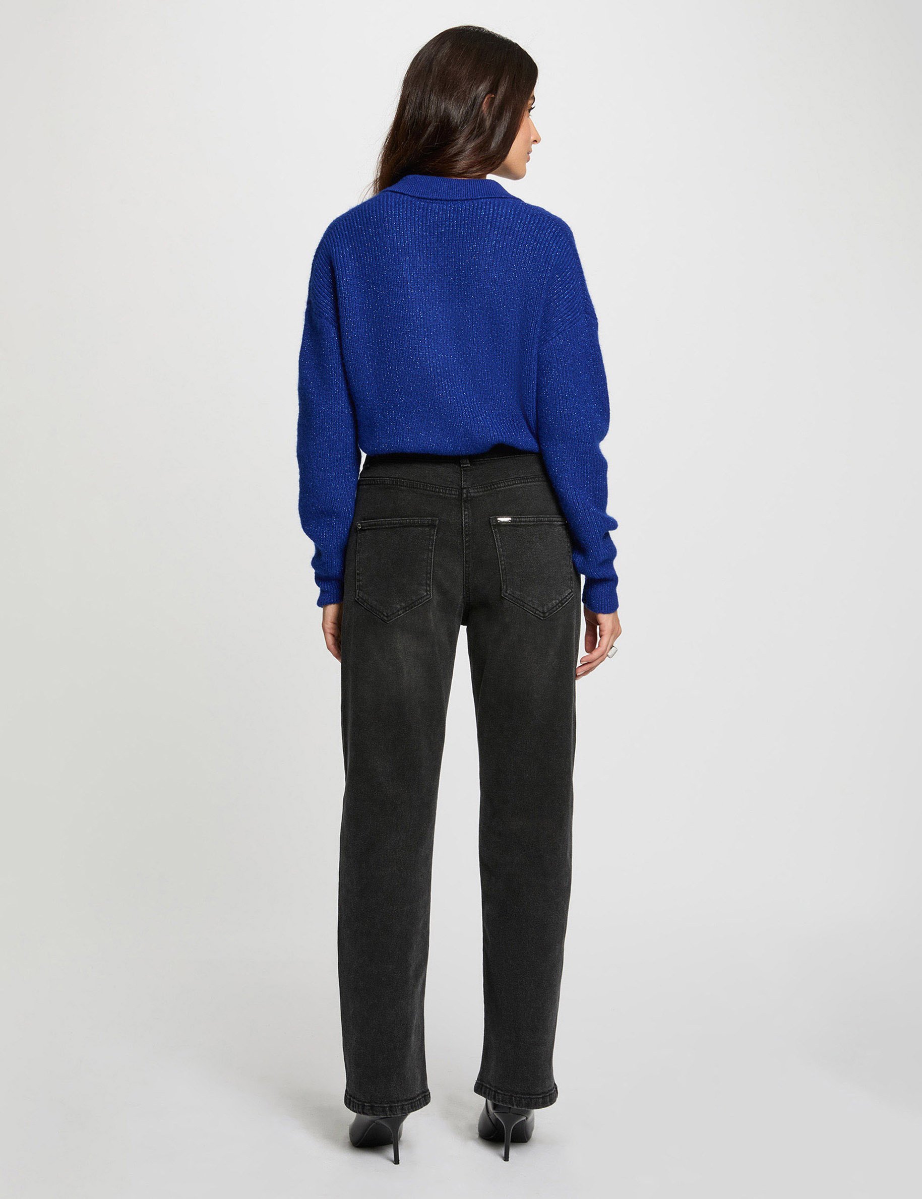 hoge taille wijde broek donkergrijs vrouw Hoge taille wijde broek donkergrijs vrouw