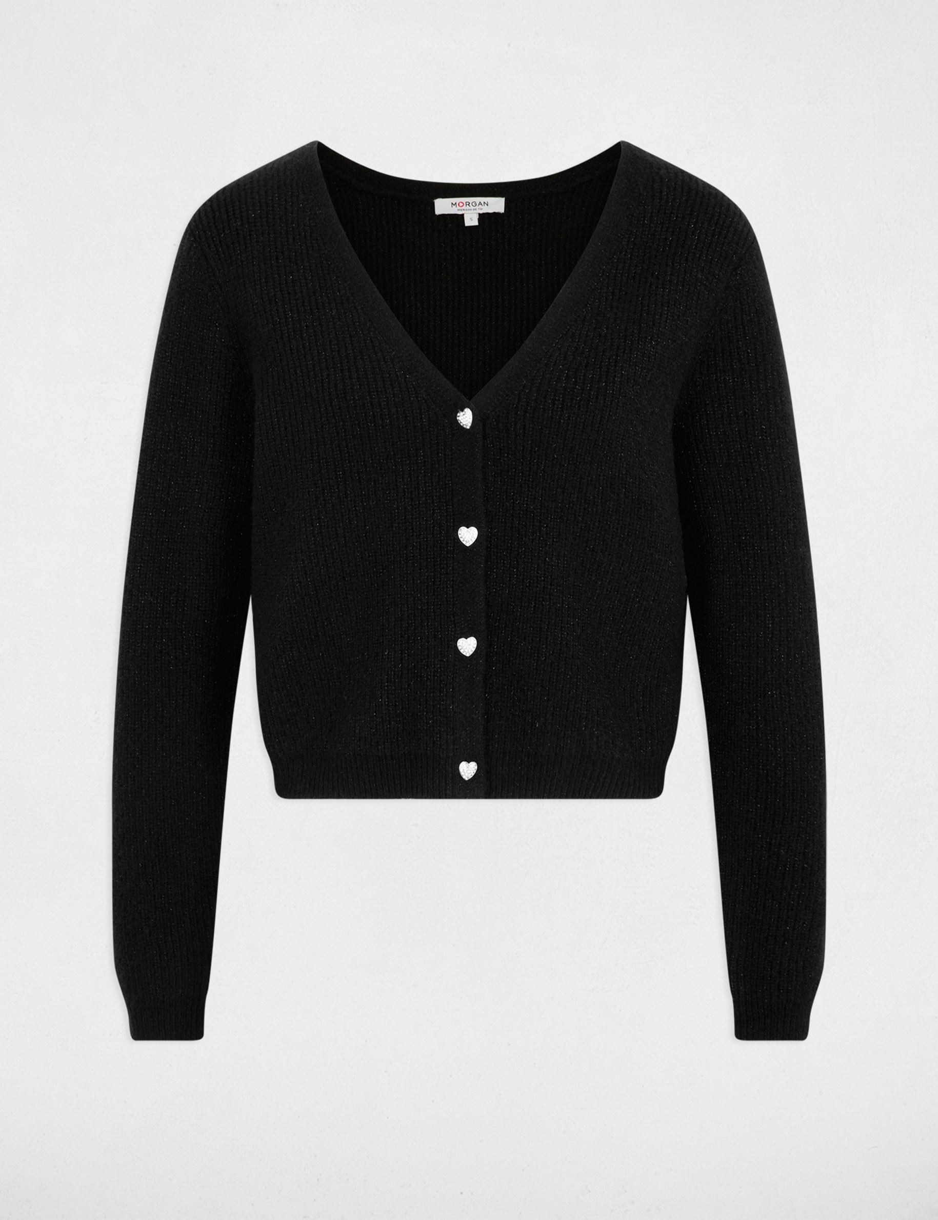 Gilet col en V noir femme