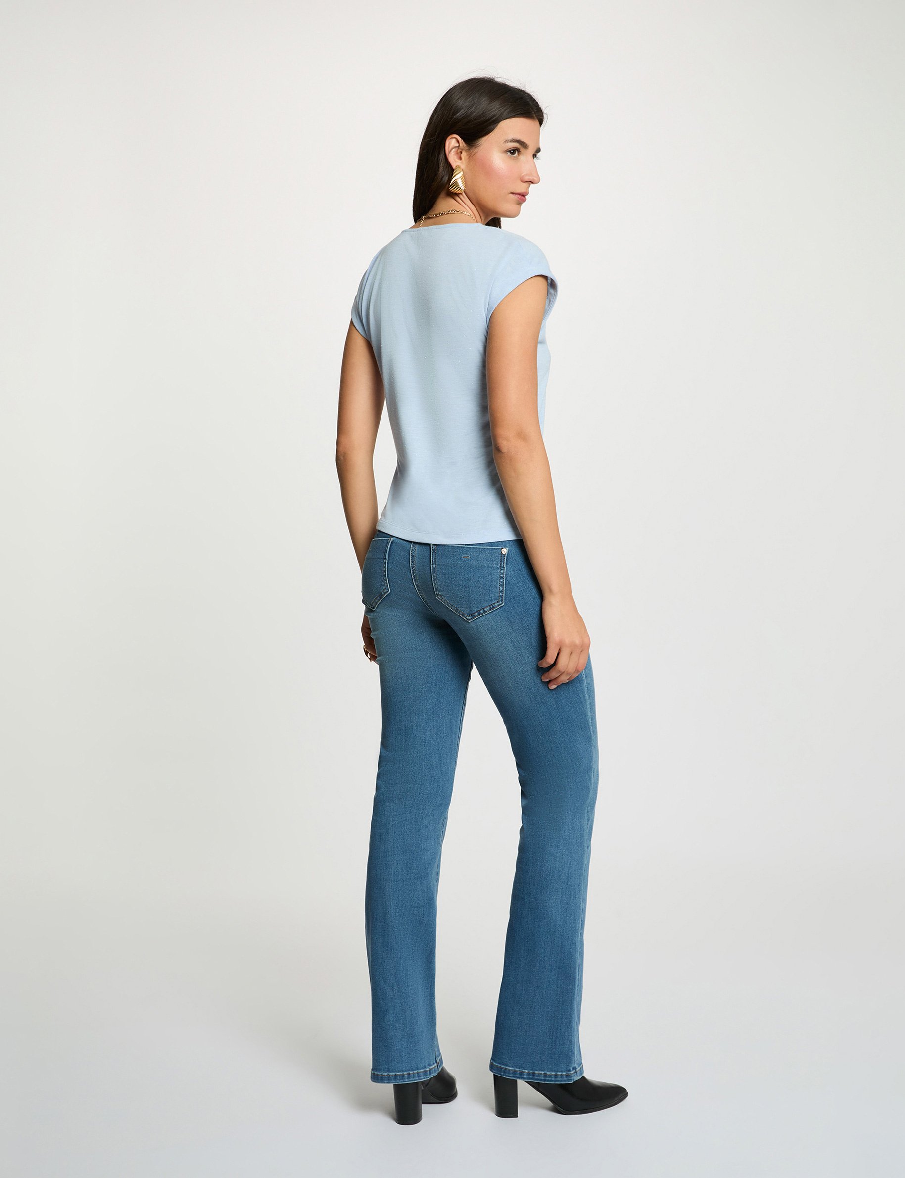 T-shirt met korte mouwen hemelsblauw vrouw