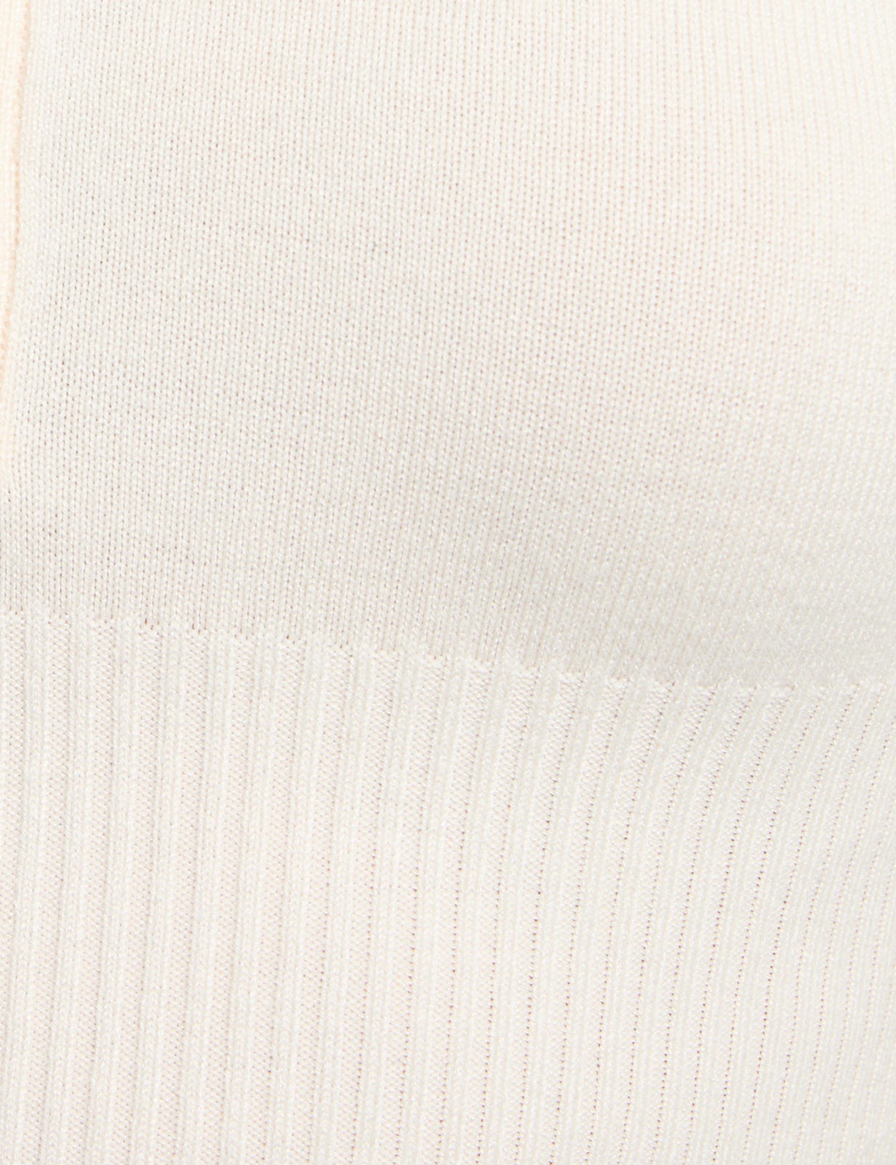 Pull ajust&eacute; col polo ivoire femme