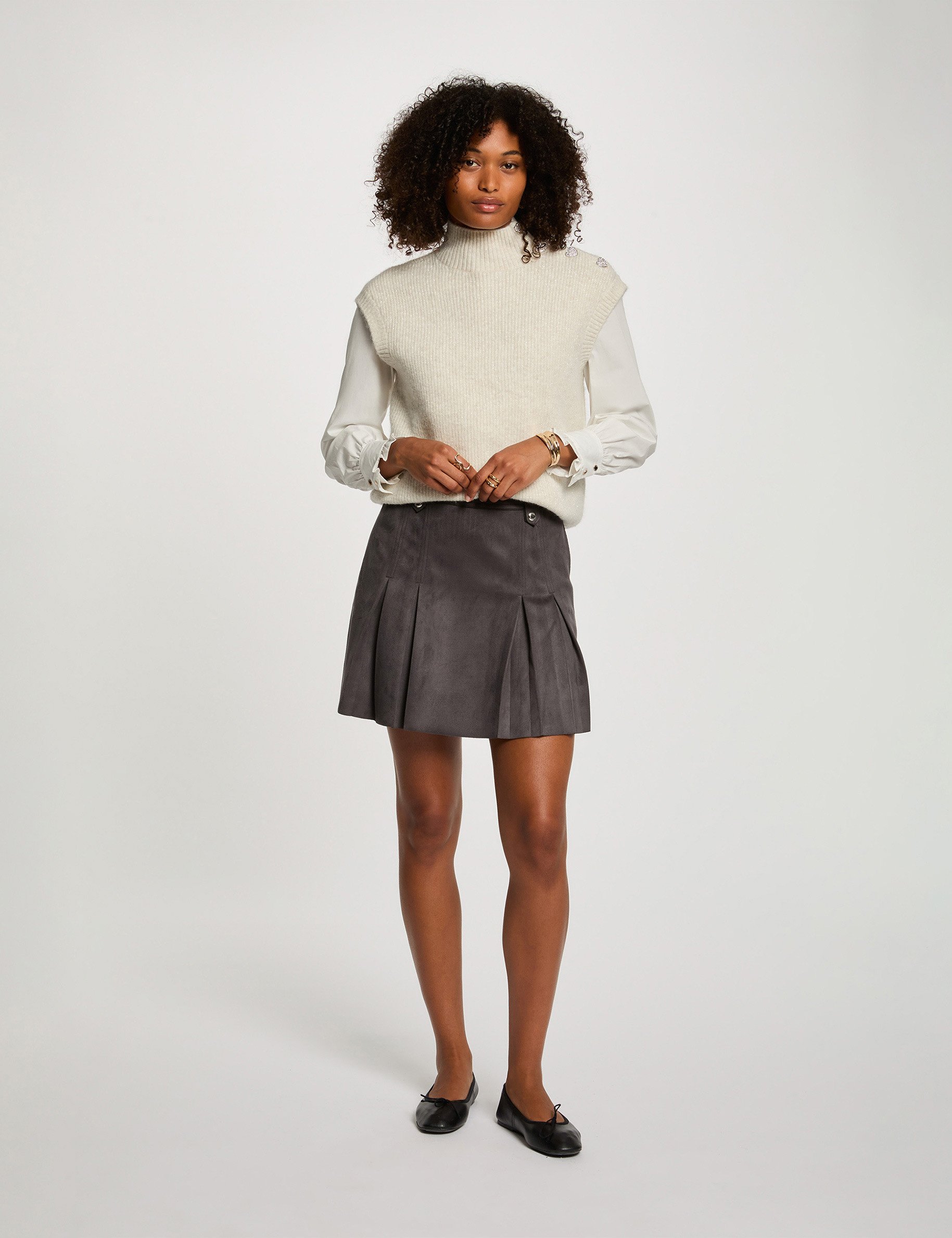 jupe courte suedine gris fonce femme Jupe courte suédine gris foncé femme