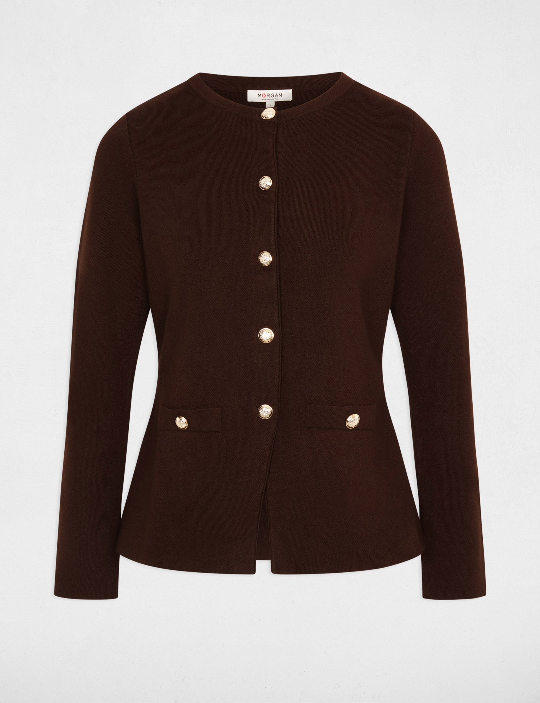 Vest met ronde hals donker bruin vrouw