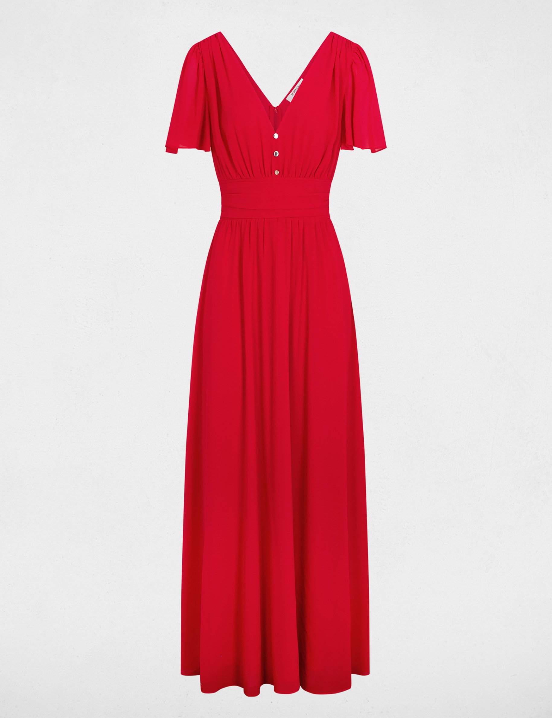 Lange, vloeiende jurk rood vrouw