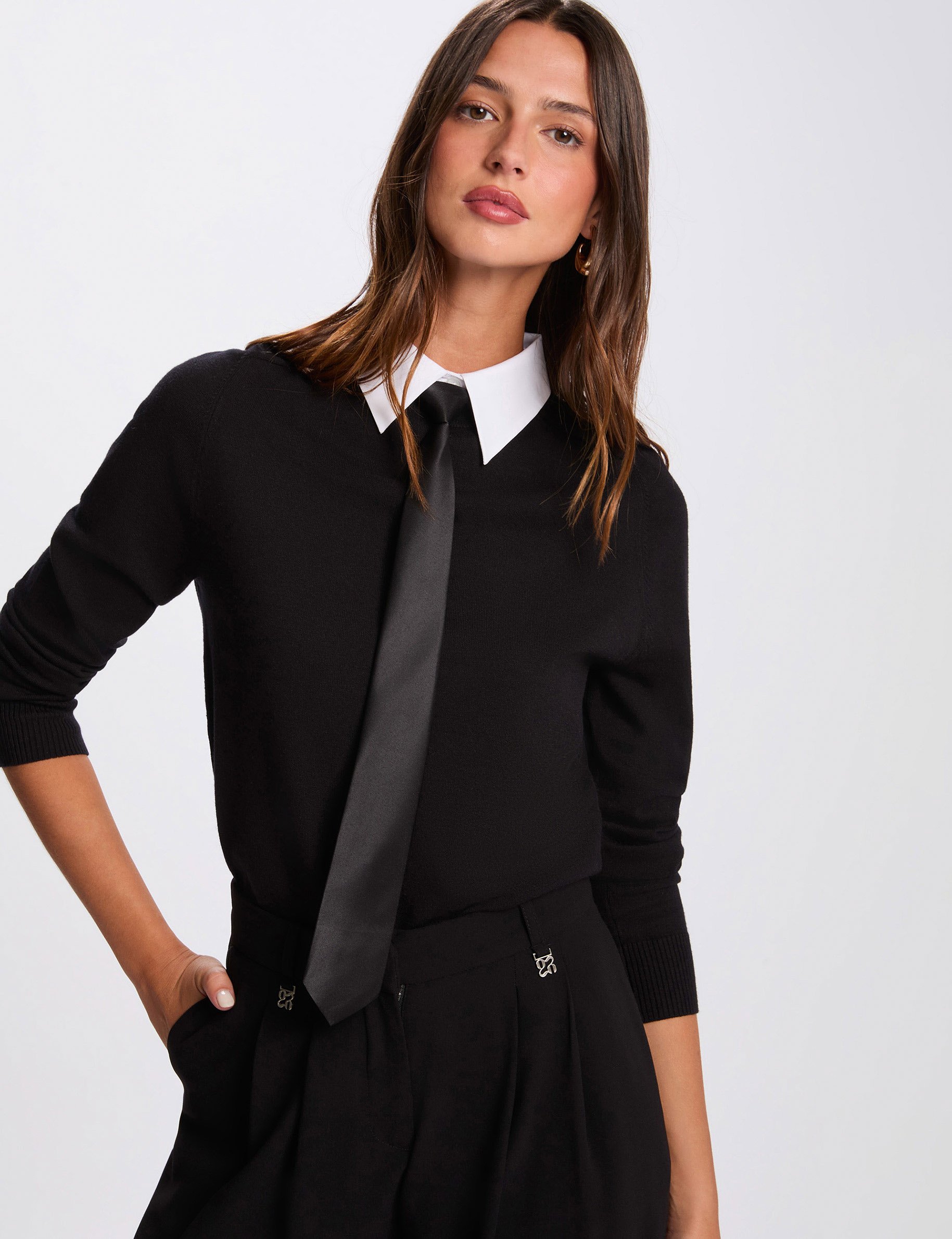 pull col revers noir femme Pull col revers noir femme