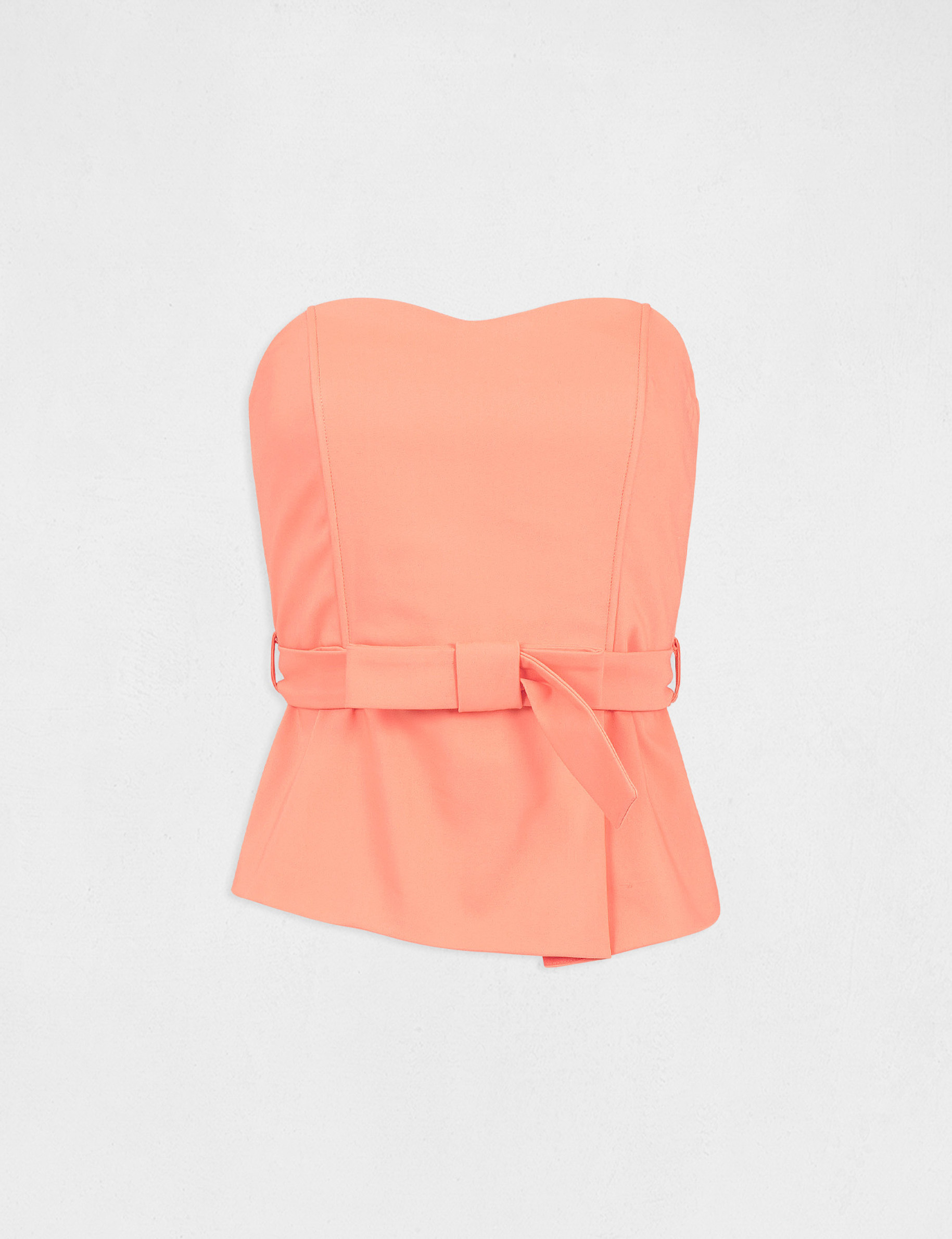 Bustier sans manches ceintur&eacute; orange femme