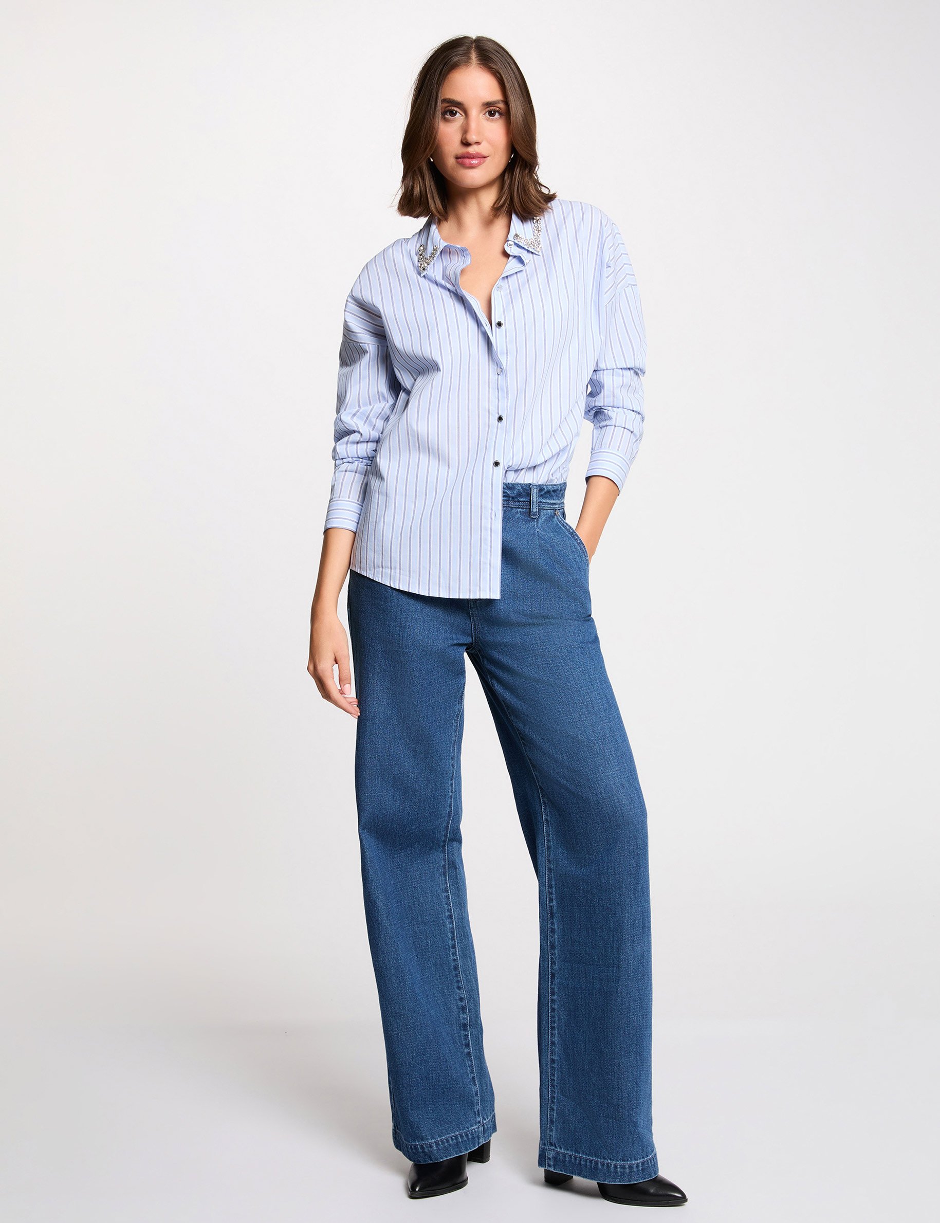 Chemise oversize rayée multicolore femme