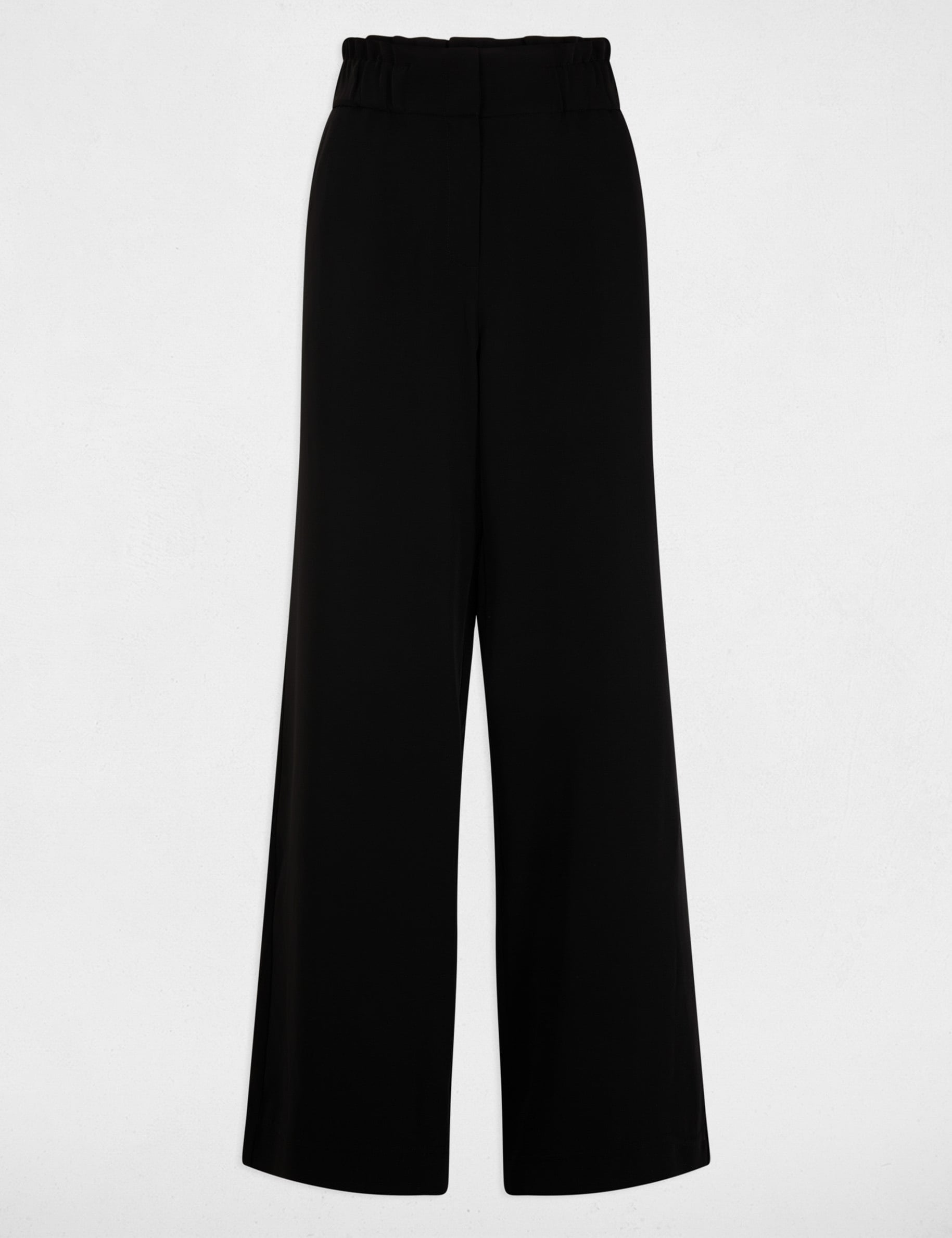 Pantalon large taille haute noir femme