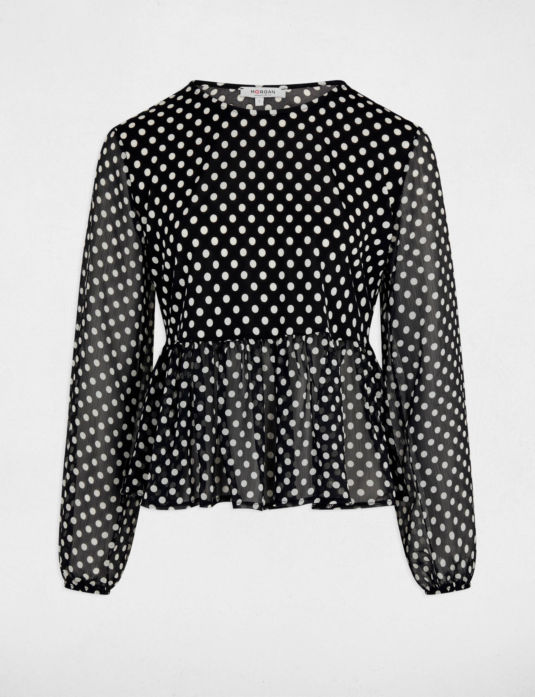 T-shirt voile col rond noir femme