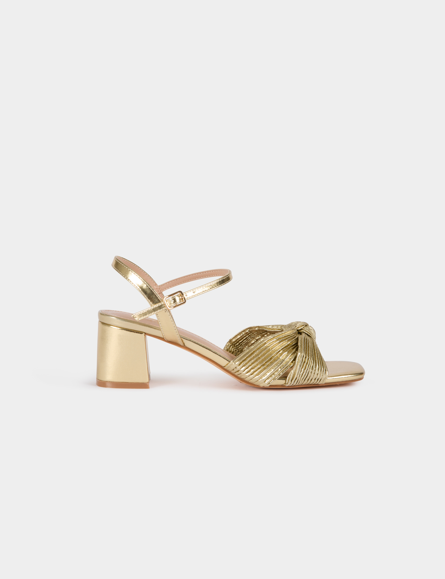 Sandale noeud jaune or femme