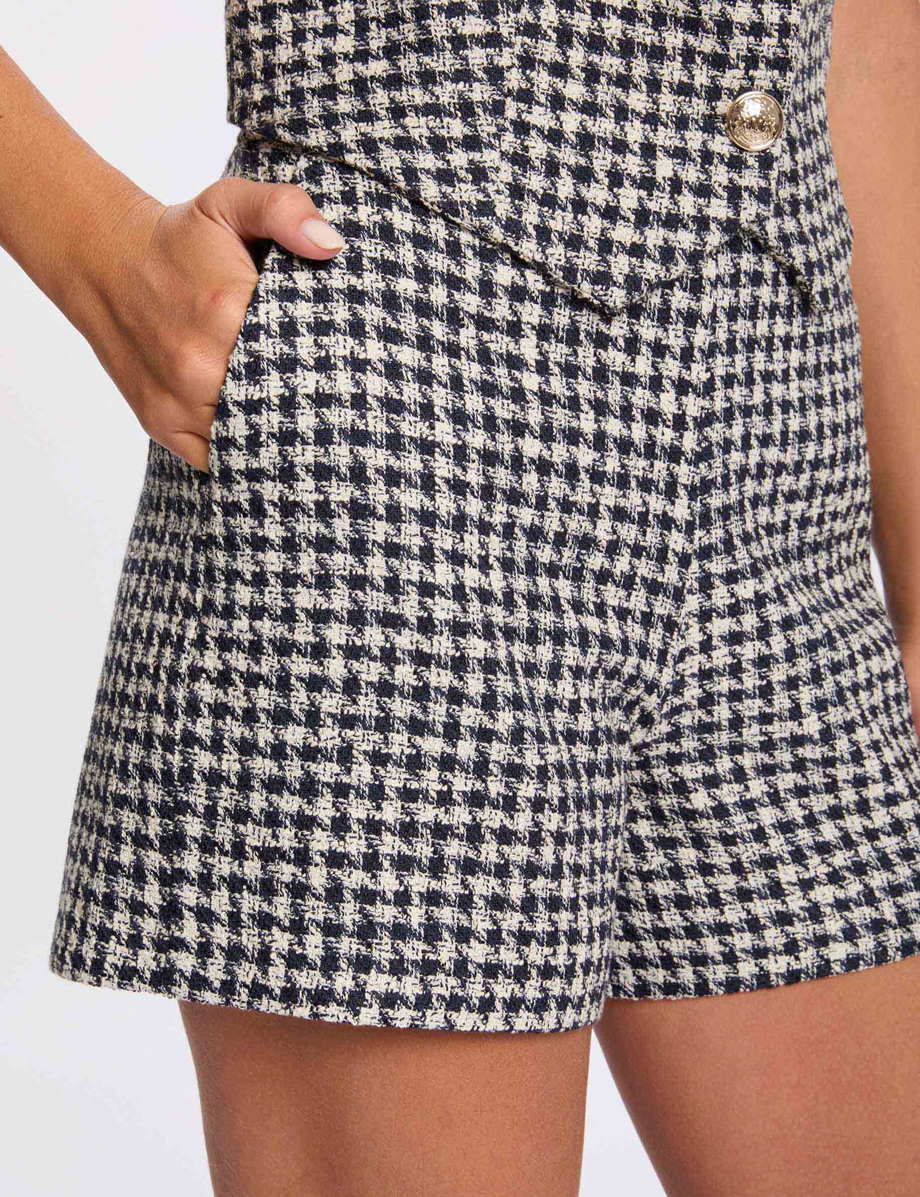 short tweed taille haute multicolore femme Short tweed taille haute multicolore femme